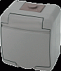 Розетка 2-я с з/к Schuko RHE-2s-SR (серая/серая крышка, IP54)